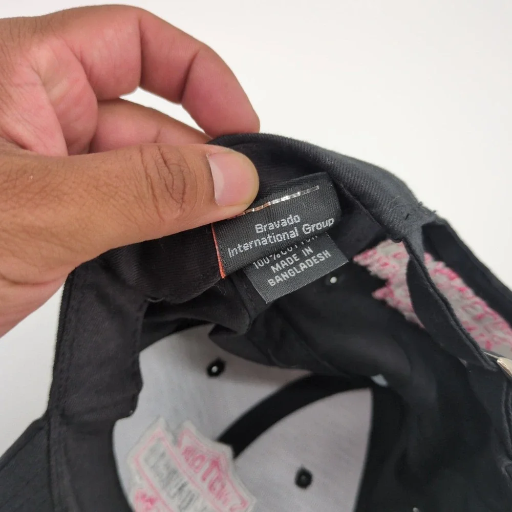 Harley-Davidson Bartels' Los Angeles CA Black Adjustable Baseball Cap Hat Pink